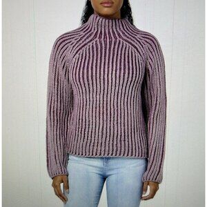 Steve Madden Terra Mock Neck Ribbed Knit Sweater In Mulberry Size M